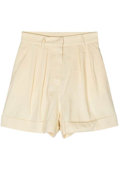 Yellow pleated  shorts - women THE ANDAMANE | TM150435ATNL009YLLW